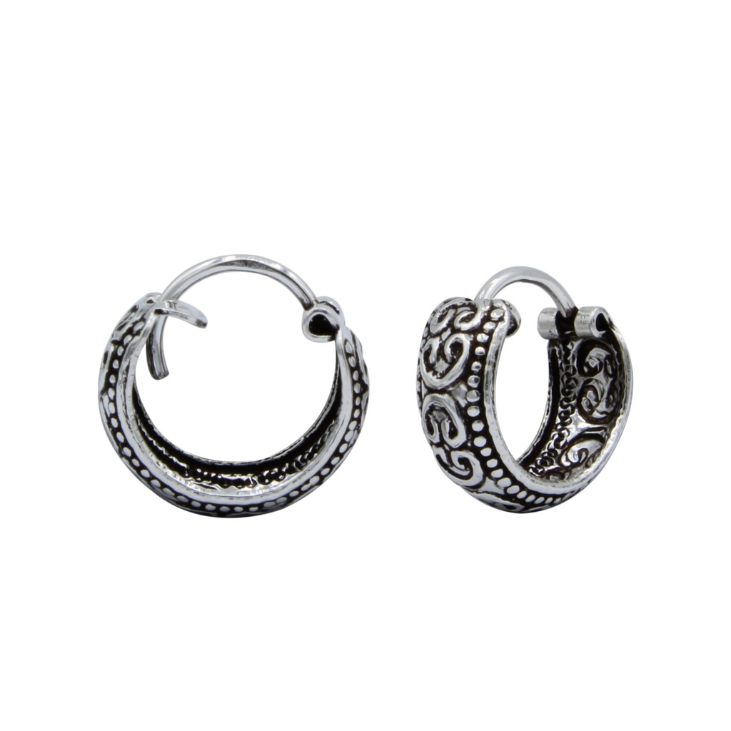 Créoles Bali en argent 12 mm