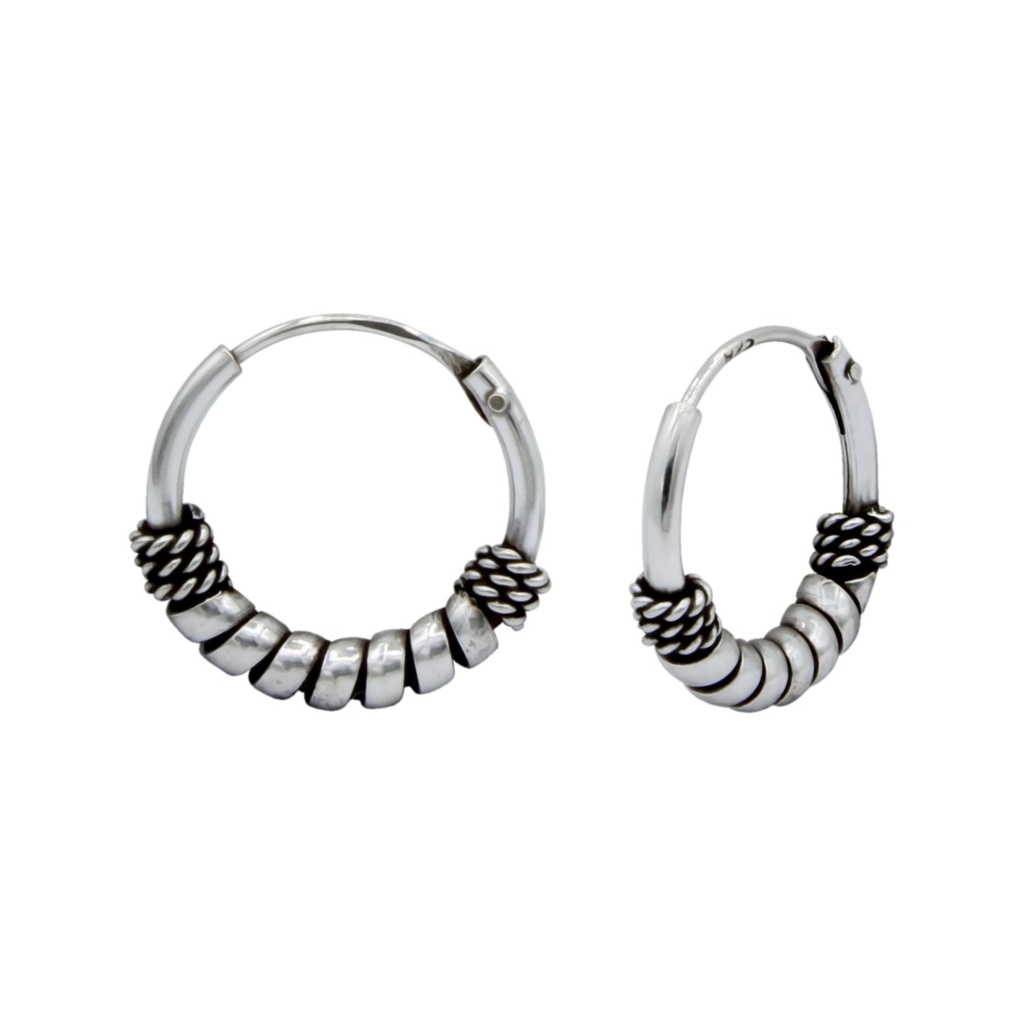 Créoles Bali en argent 12 mm