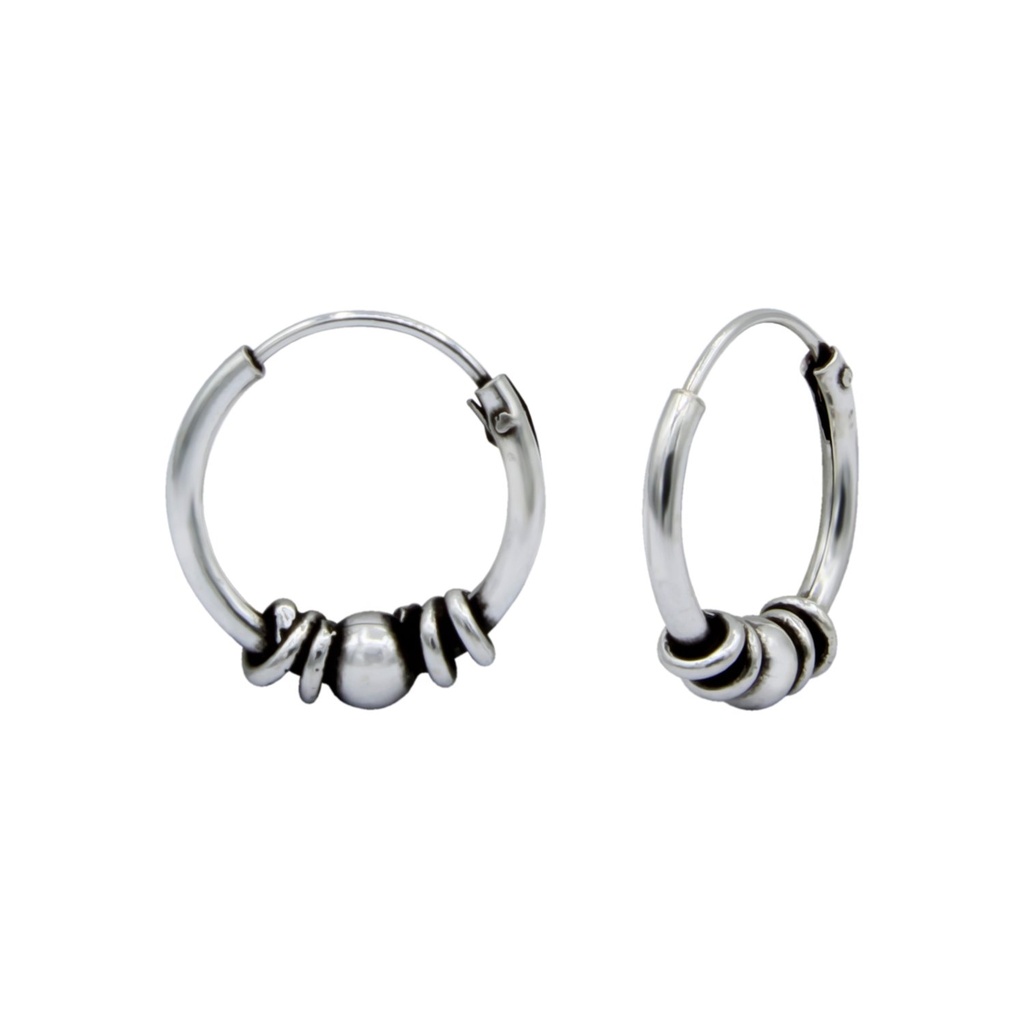 Créoles Bali en argent 12 mm