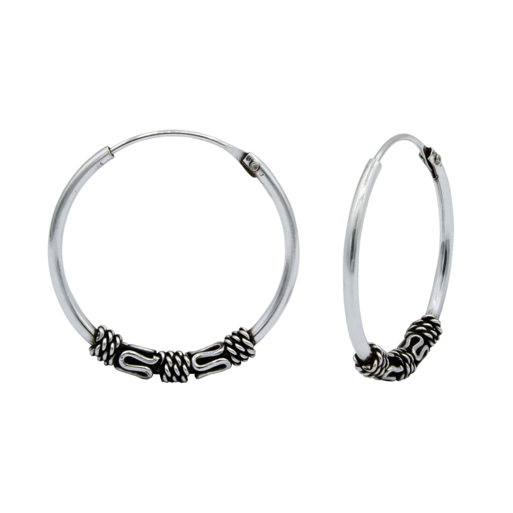 Créoles Bali en argent 20 mm