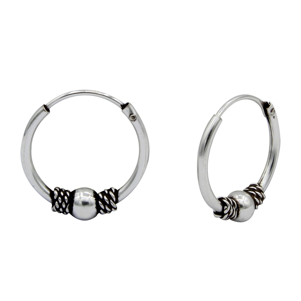 [10000606] Créoles Bali en argent 14 mm