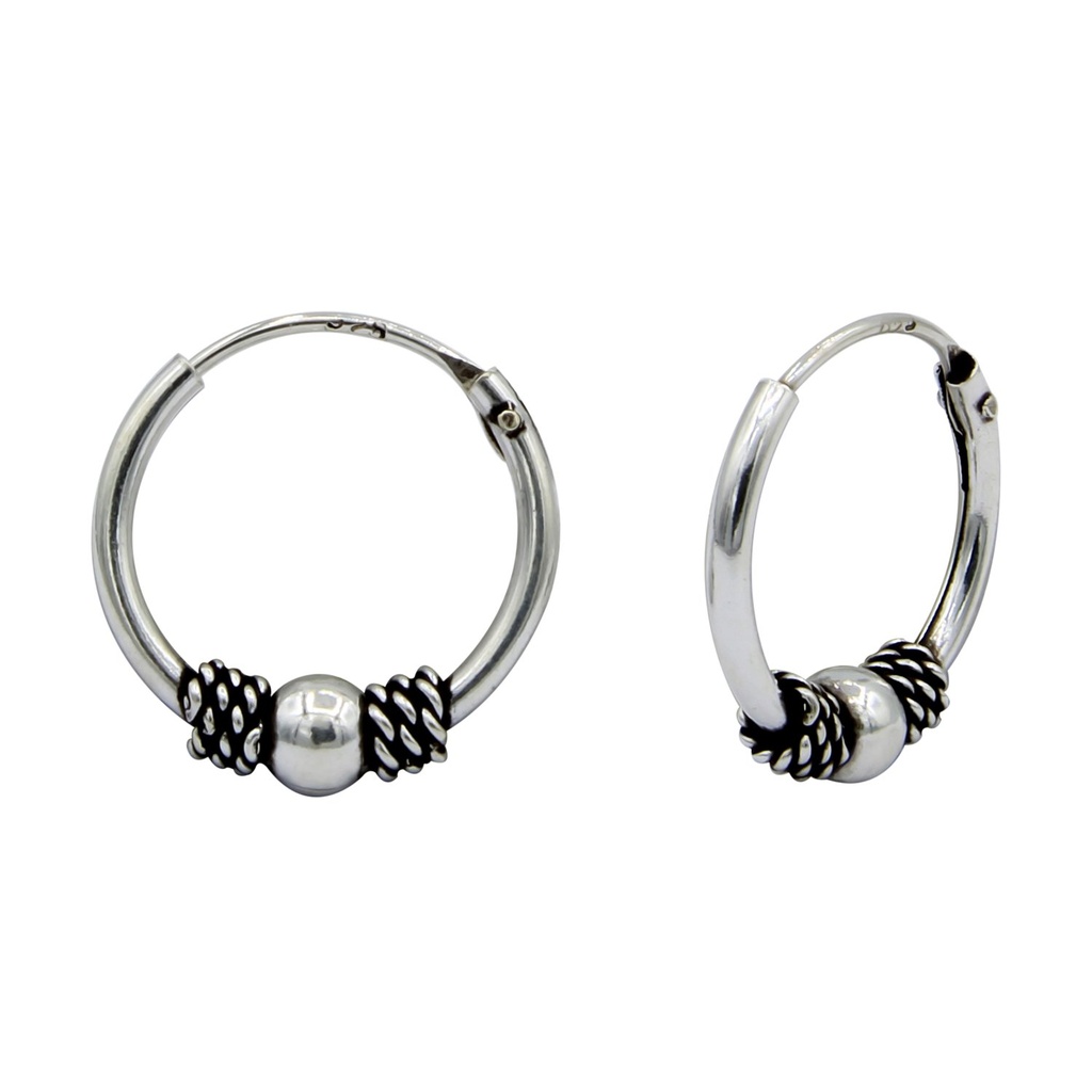 [10000605] 12mm Silver Bali Hoops
