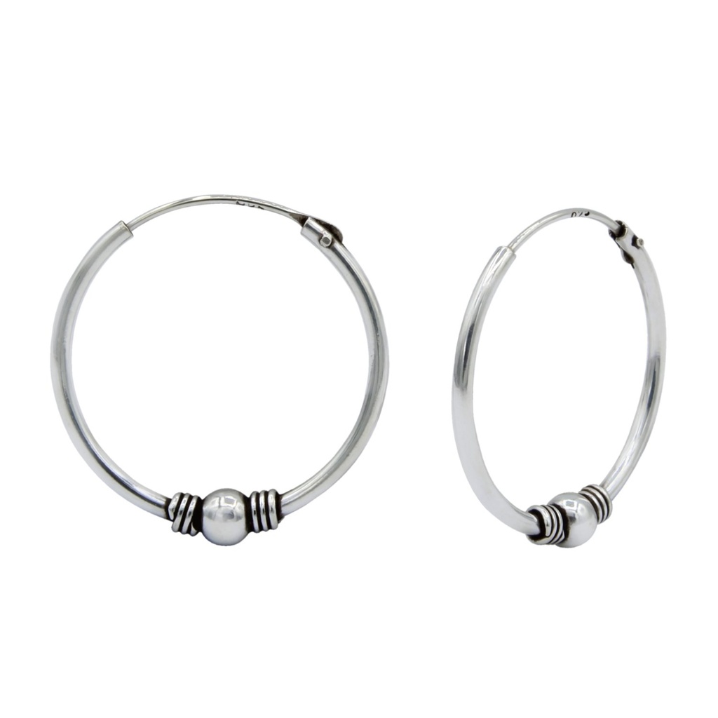 [10000603] 18mm Silver Bali Hoops