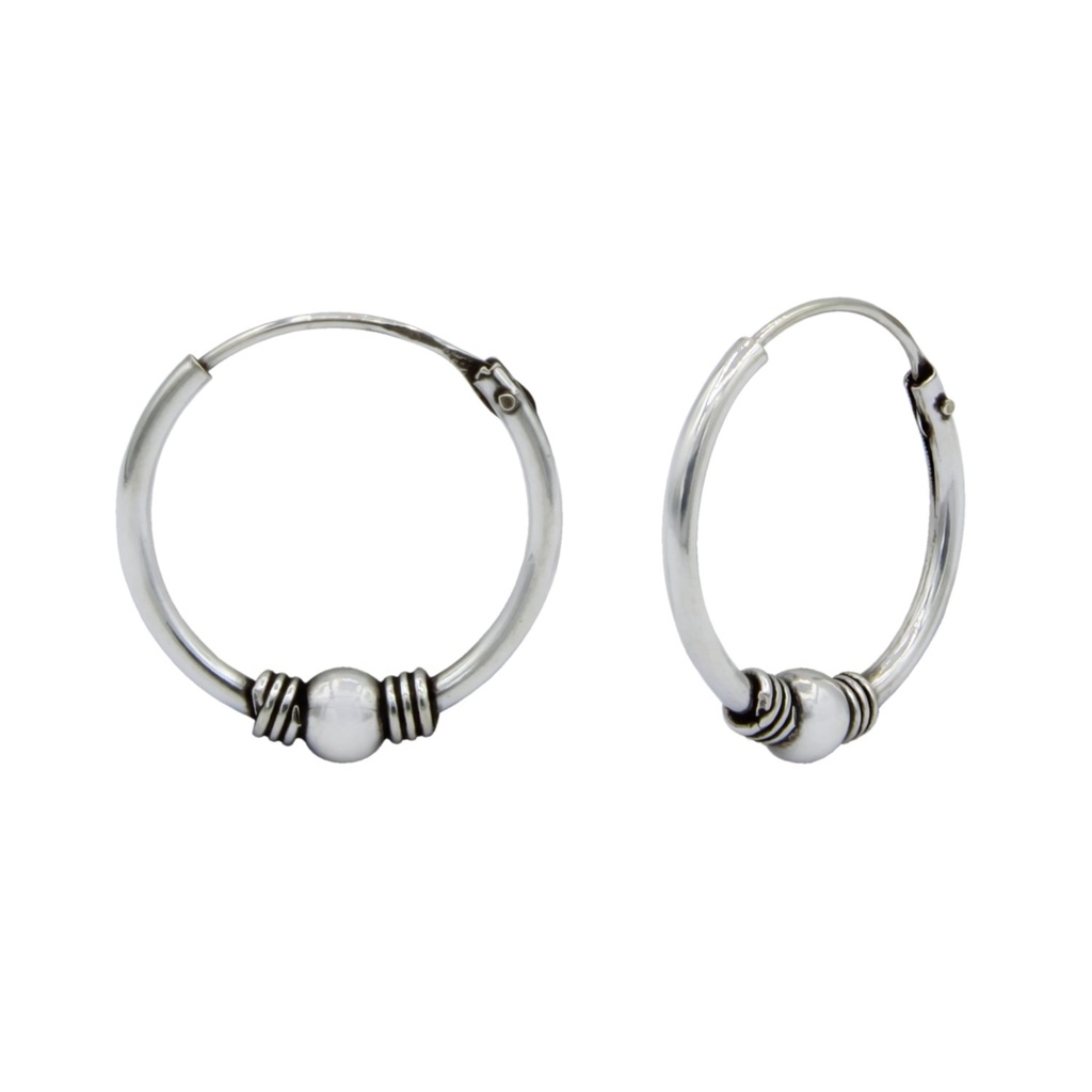 [10000601] Créoles Bali en argent 14 mm