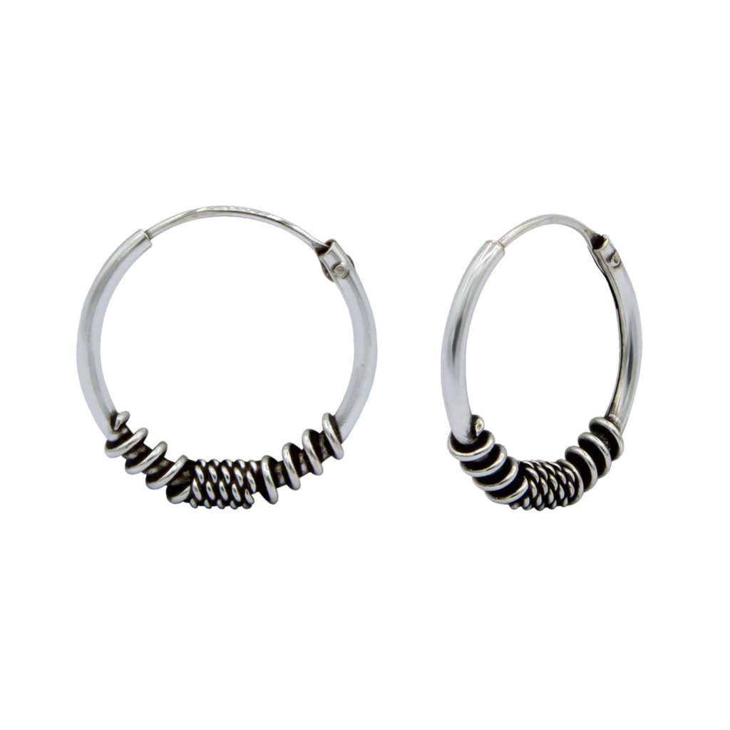 [10000598] Créoles Bali en argent 14 mm