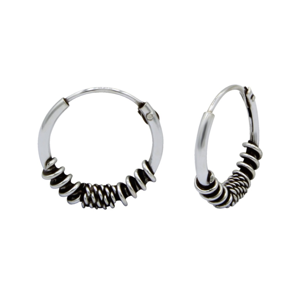 [10000597] Créoles Bali en argent 12 mm