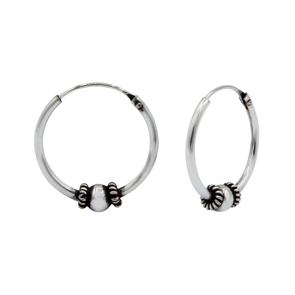 [10000595] 16mm Silver Bali Hoops
