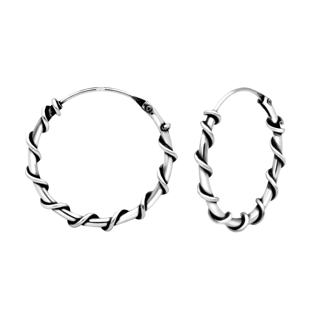 [10000593] 18mm Silver Bali Hoops