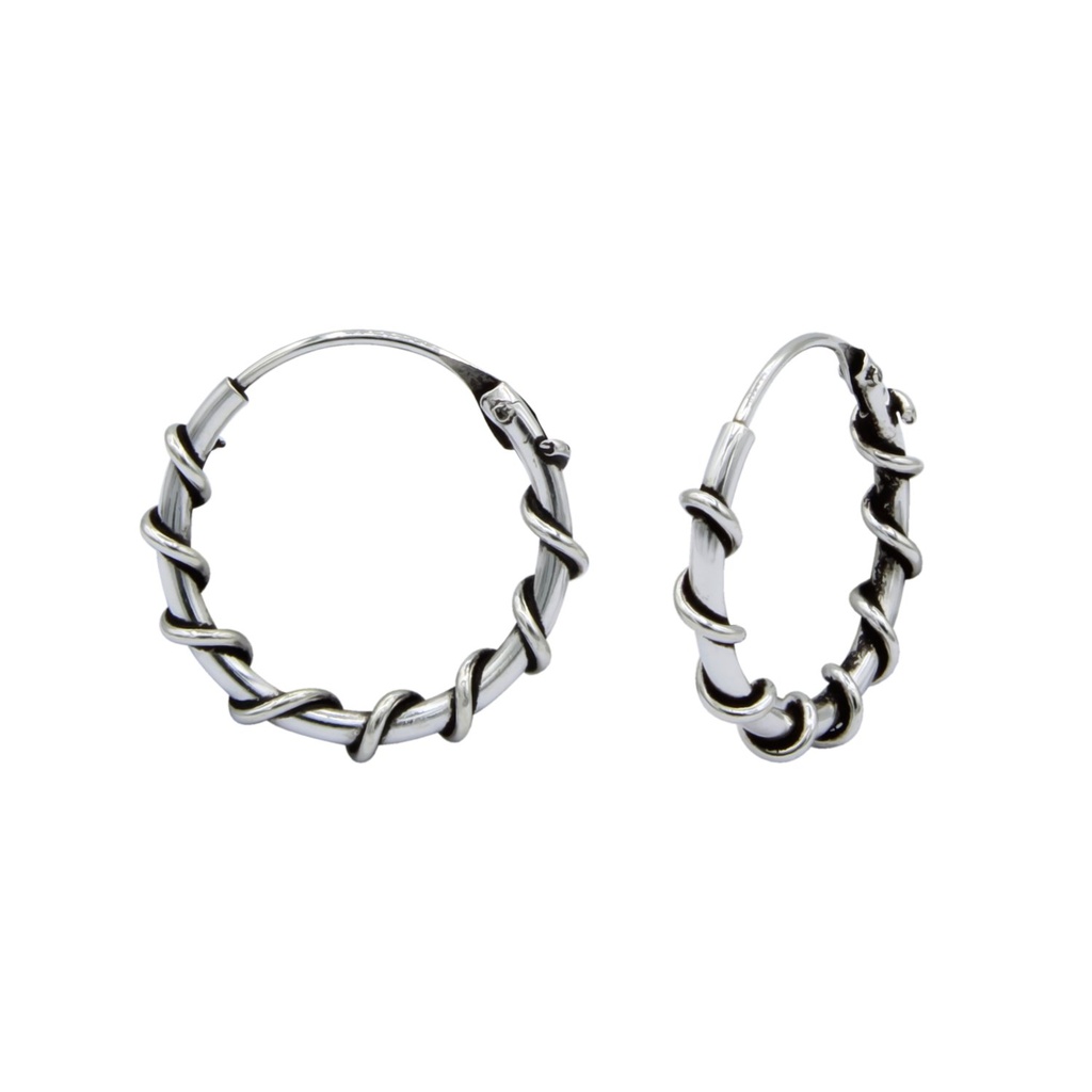 [10000592] Créoles Bali en argent 14 mm