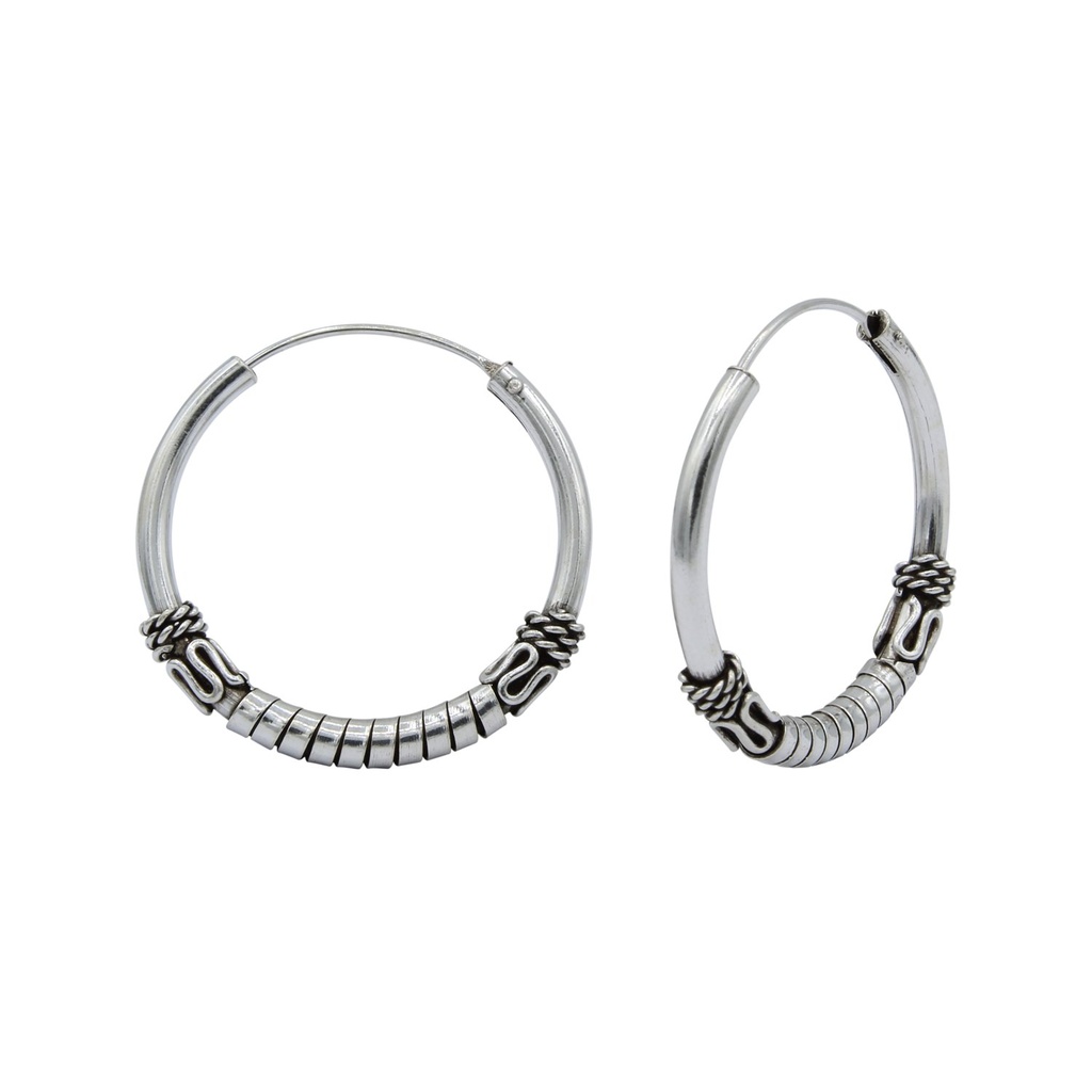 [10000591] 25mm Silver Bali Hoops