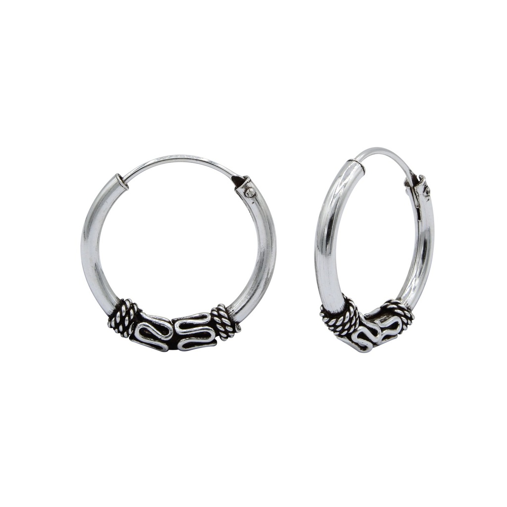 Créoles Bali en argent 18 mm