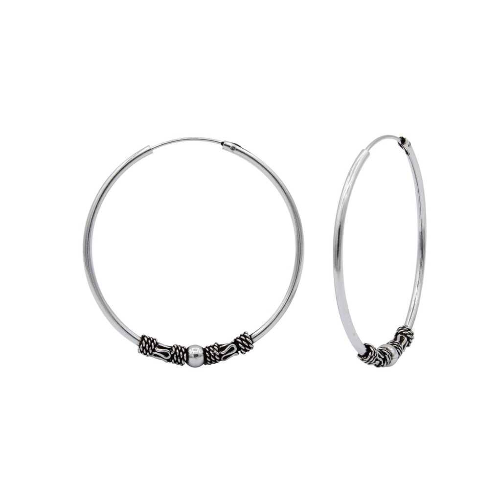 Créoles Bali en argent 30 mm