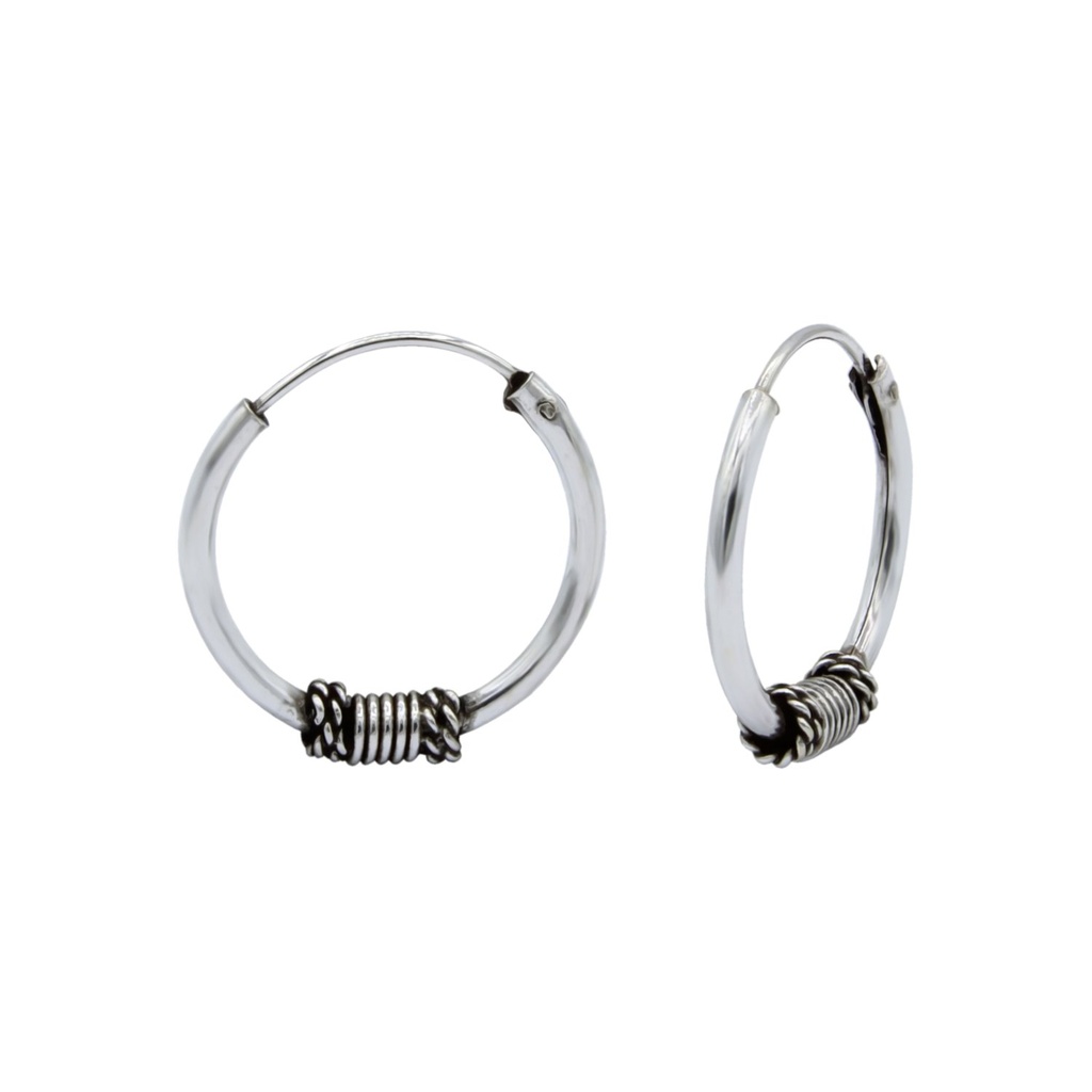 14mm Silver Bali Hoops