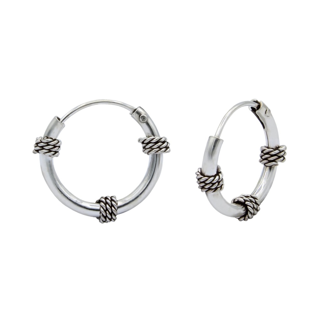 [10000578] 14mm Silver Bali Hoops