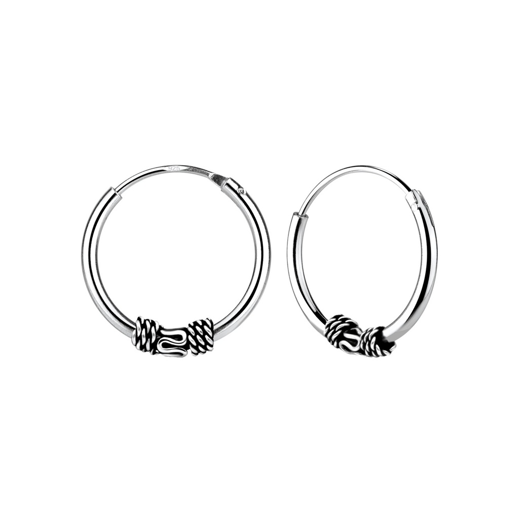 [10000575] 14mm Silver Bali Hoops