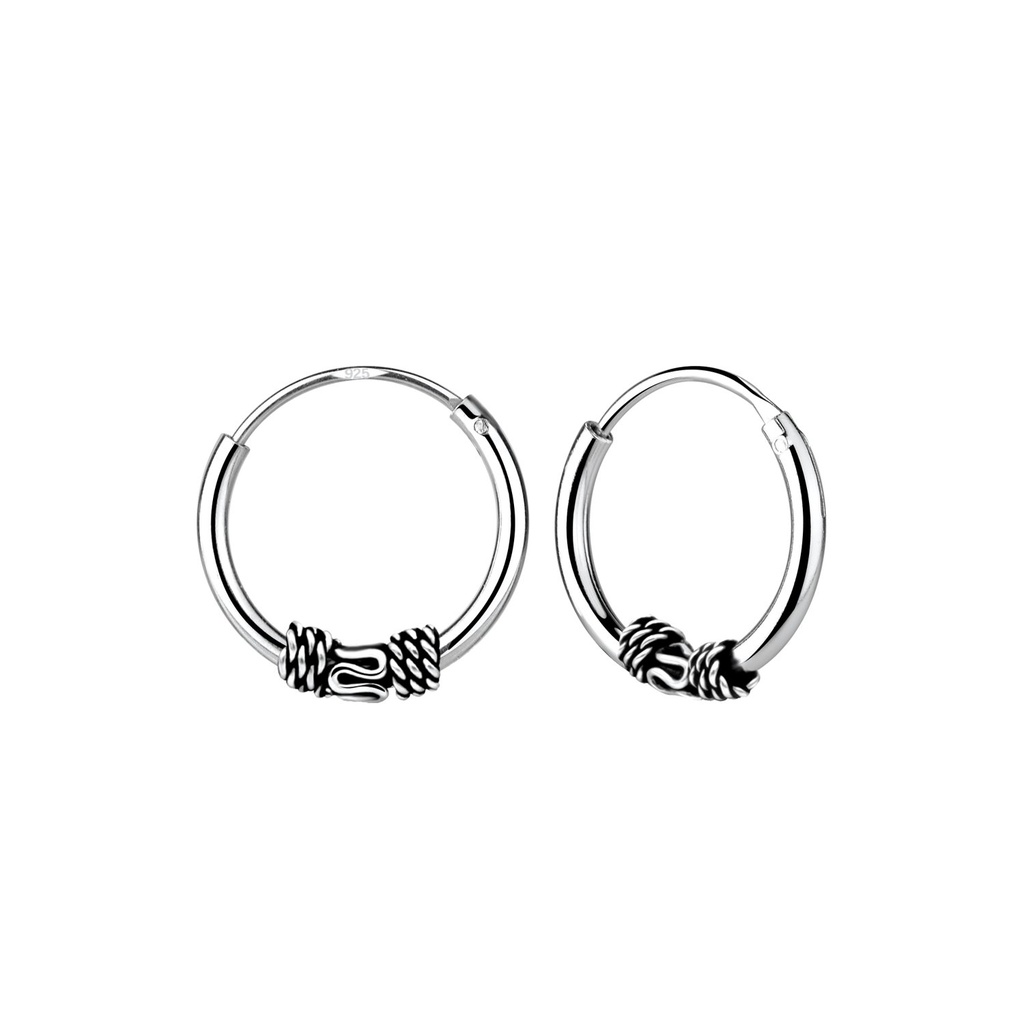 [10000574] Créoles Bali en argent 12 mm