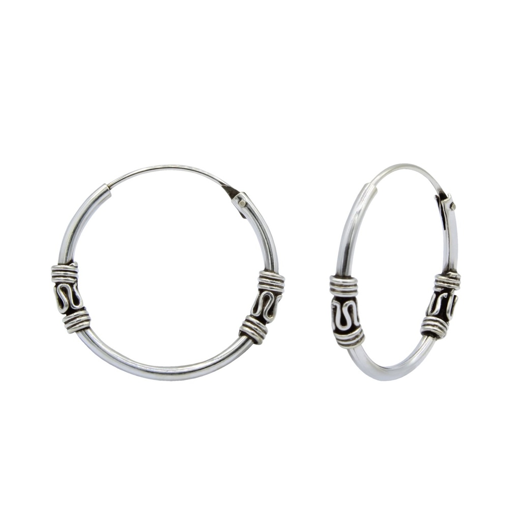 Créoles Bali en argent 18 mm