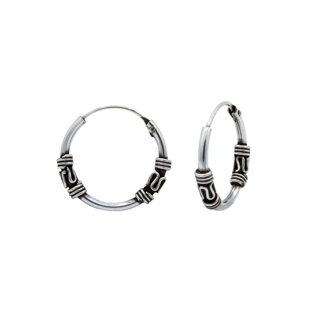 [10000563] 14mm Silver Bali Hoops