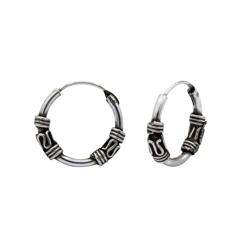 12mm Silver Bali Hoops