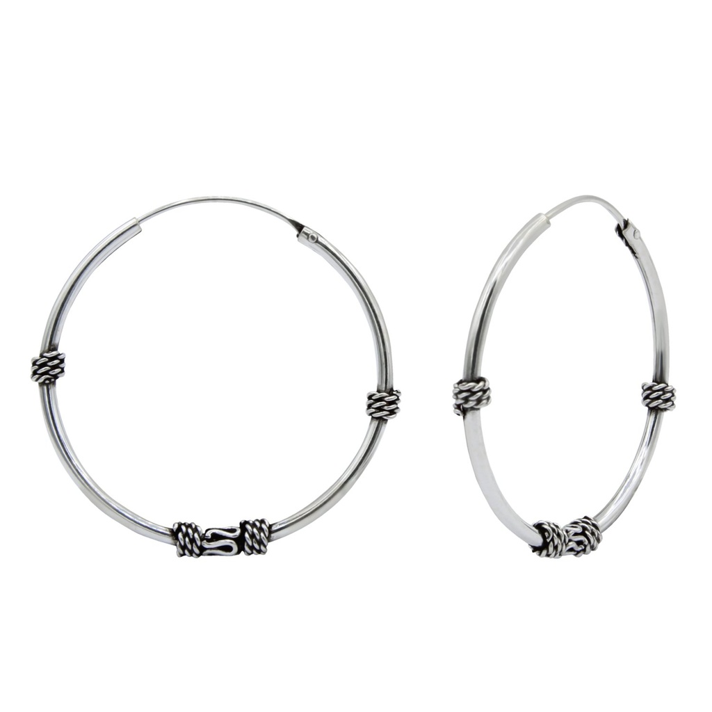 Créoles Bali en argent 25 mm