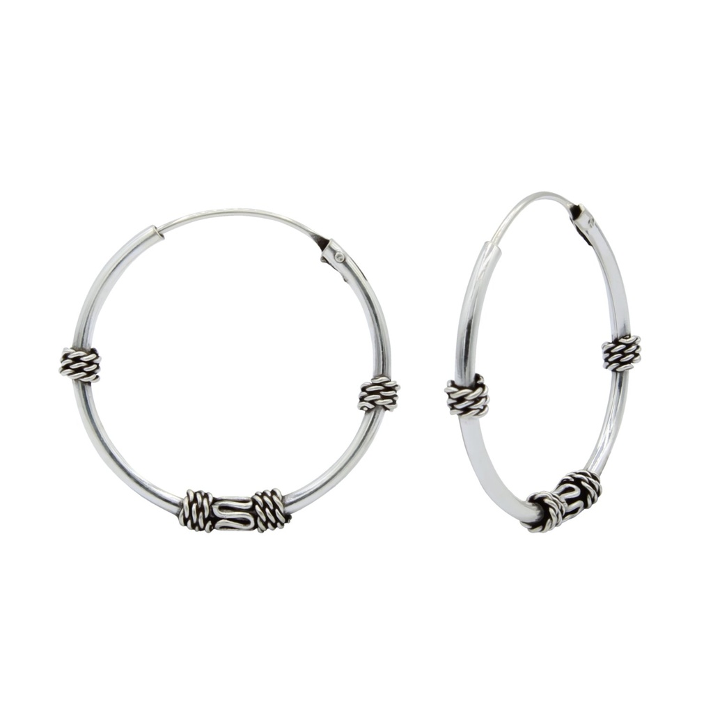 [10000559] Créoles Bali en argent 20 mm