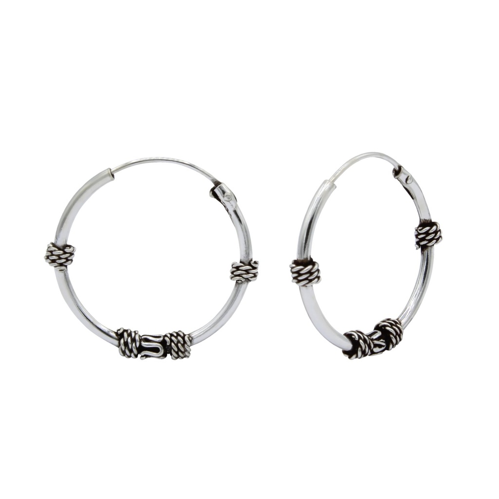 18mm Silver Bali Hoops