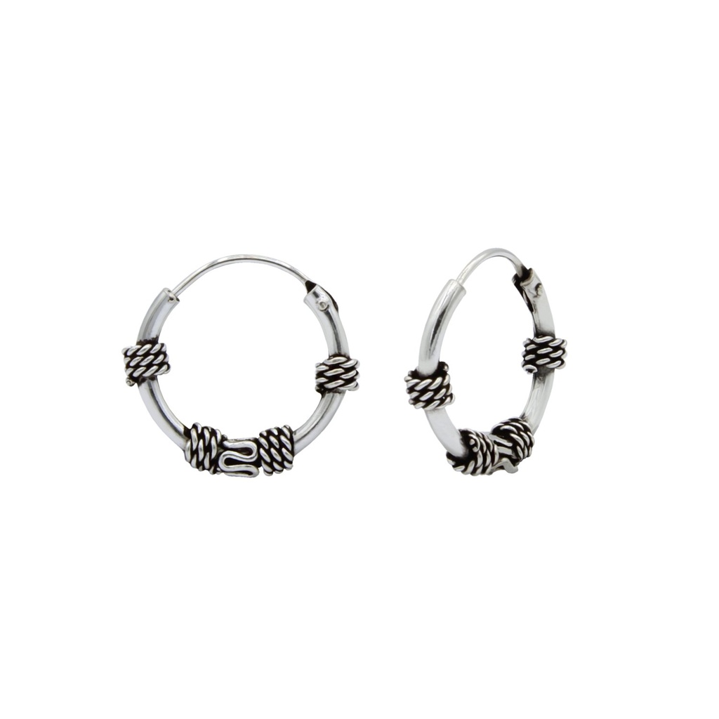 Créoles Bali en argent 12 mm