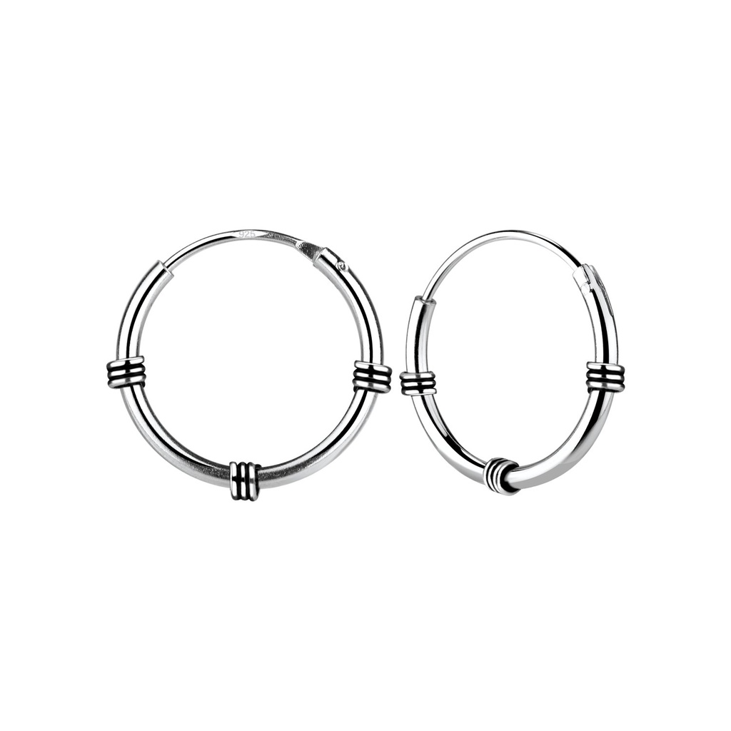 14mm Silver Bali Hoops
