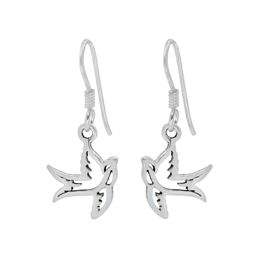 Boucles d'oreilles oiseau en argent