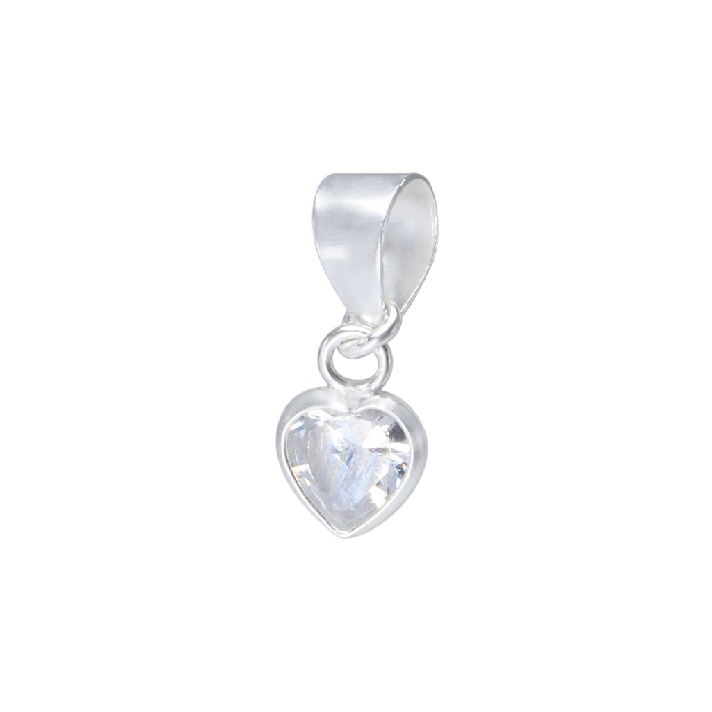 [10001439] 5mm Silver Heart Cubic Zirconia Pendant