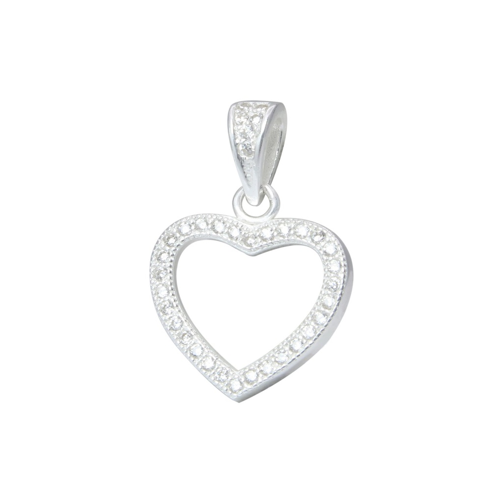 [10000508] Silver Heart Cubic Zirconia Pendant