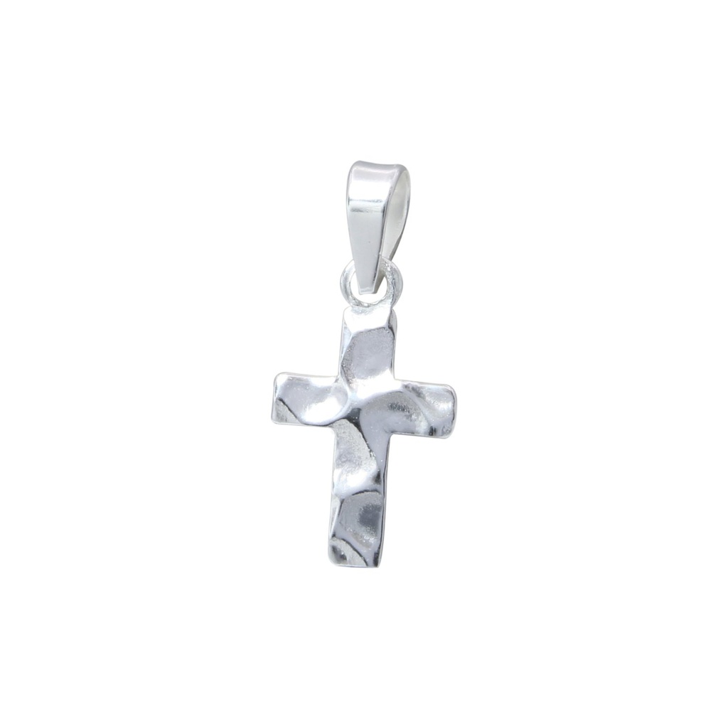 [10000507] Silver Hammered Cross Pendant