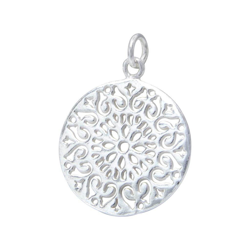 [10000505] Silver Round Filigree Pendant