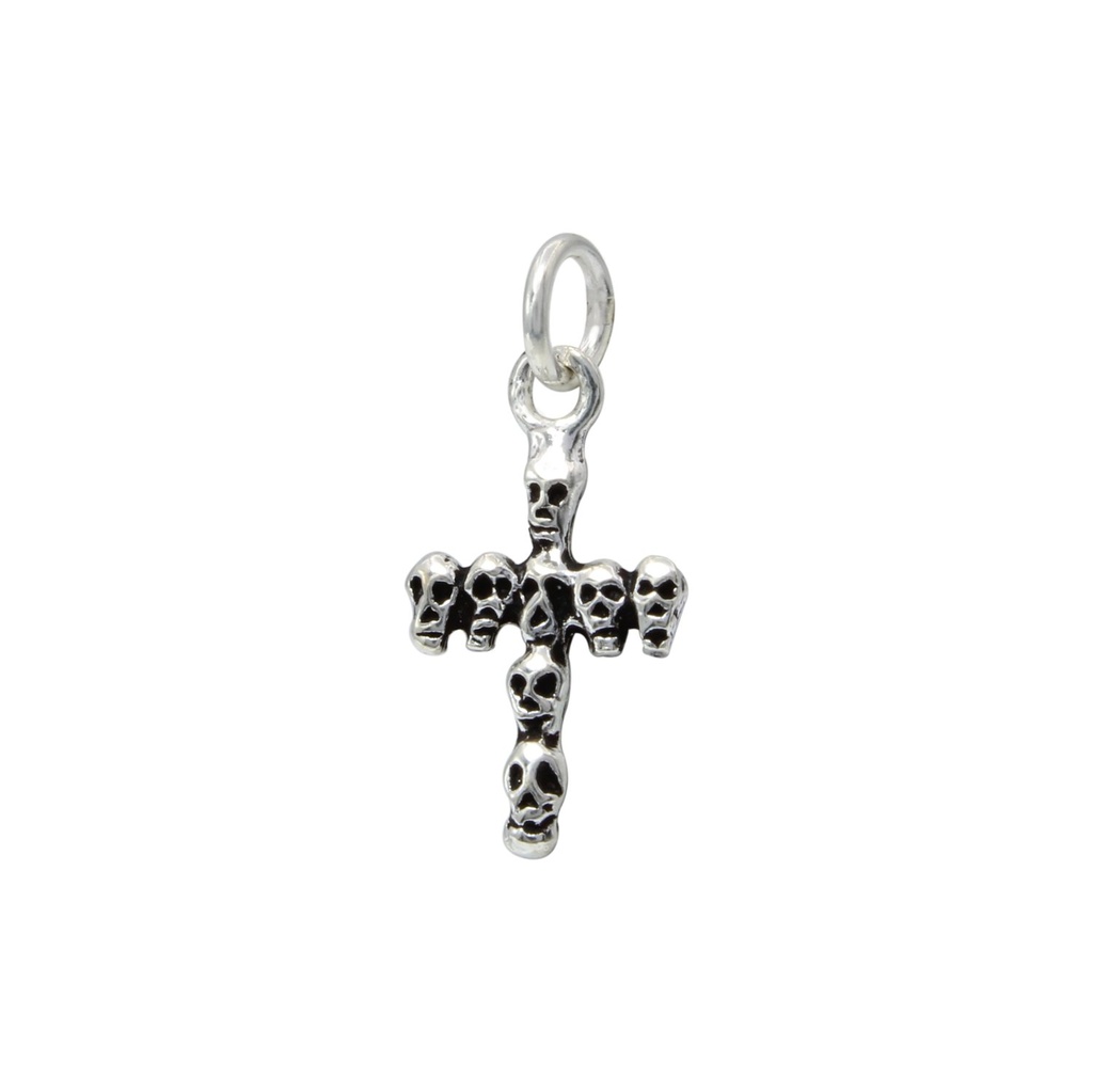 [10000501] Silver Cross of Skulls Pendant