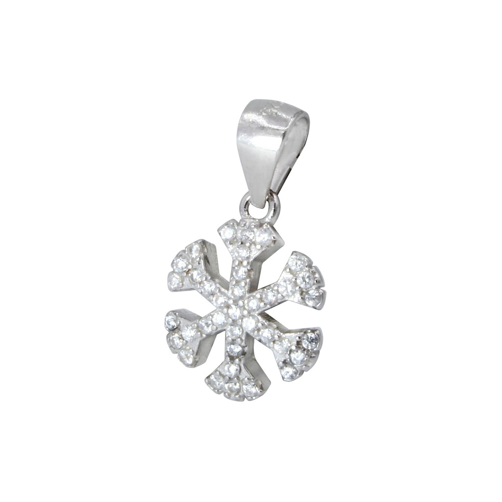 Silver Snow Flake Cubic Zirconia Pendant
