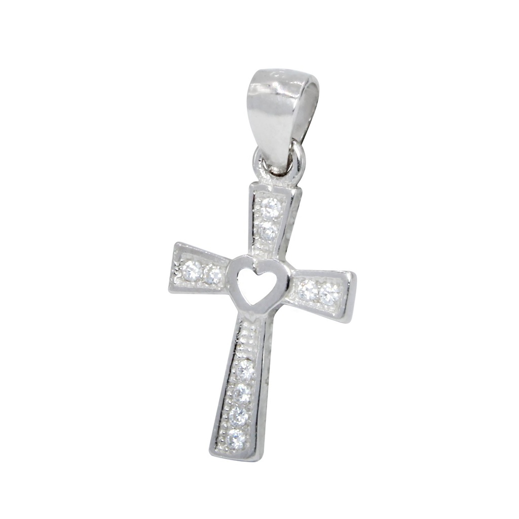 [10000498] Silver Cross Cubic Zirconia Pendant