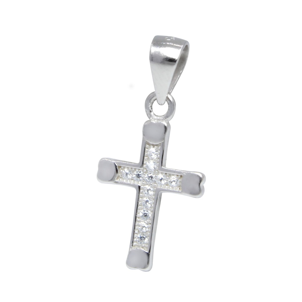 Silver Cross Cubic Zirconia Pendant