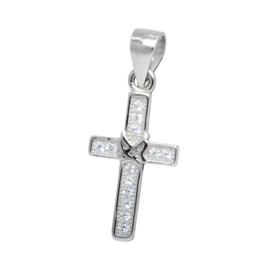 Silver Cross Cubic Zirconia Pendant