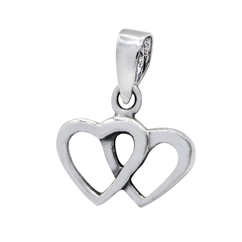 Pendentif cœur double en argent