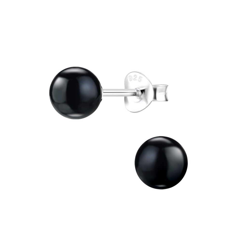 Puces d'oreilles perle en argent 6 mm