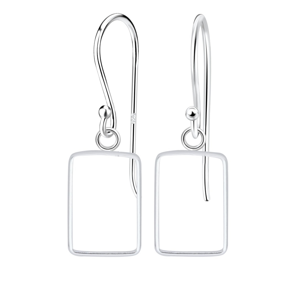 [10000451] Silver Rectangle Earrings