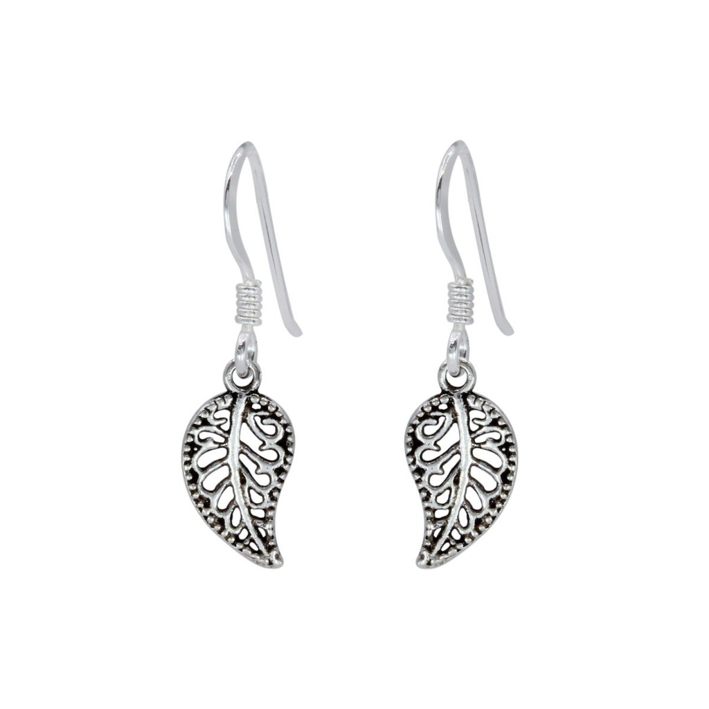 Boucles d'oreilles feuille en argent