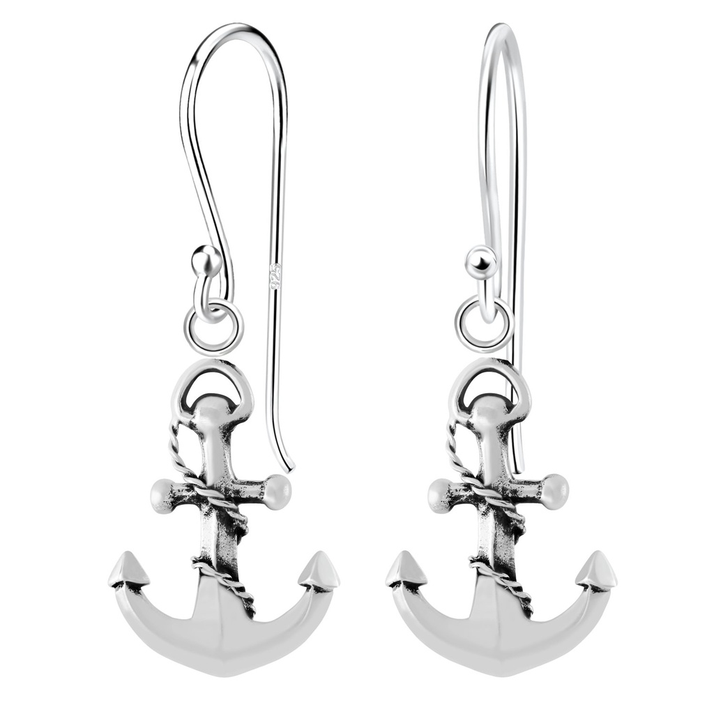 Boucles d'oreilles ancre en argent
