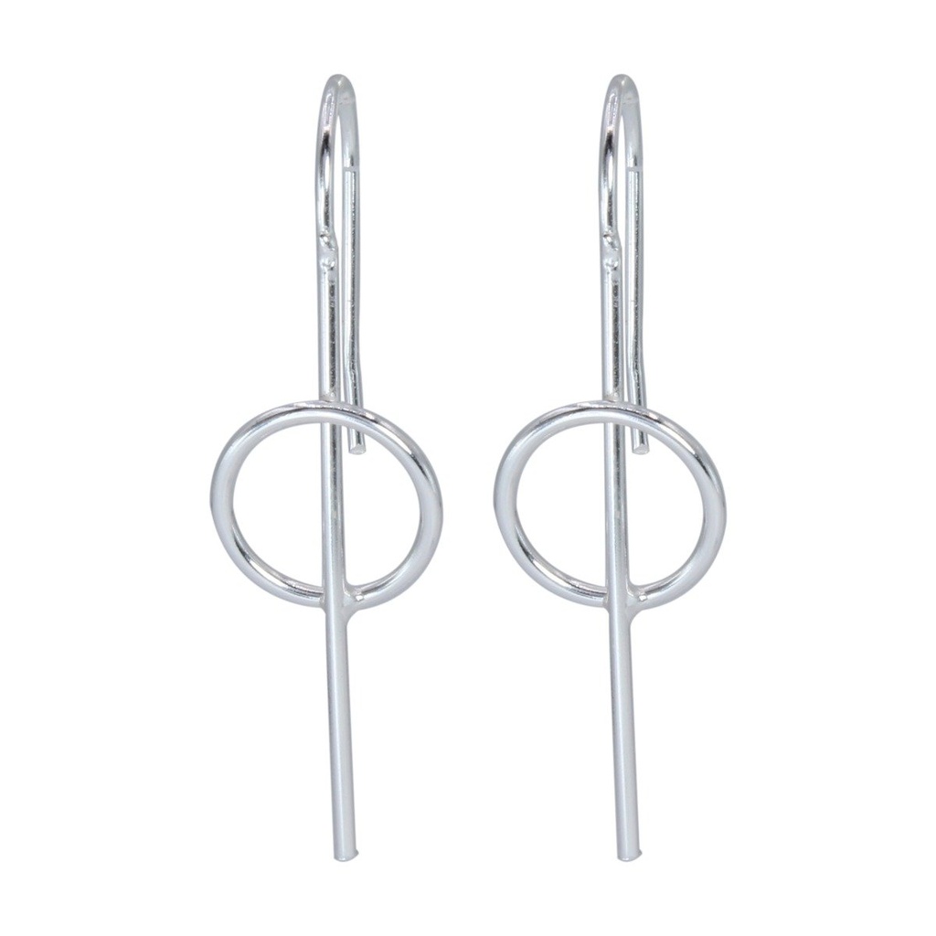 Silver Thread Through Geometric Earrings