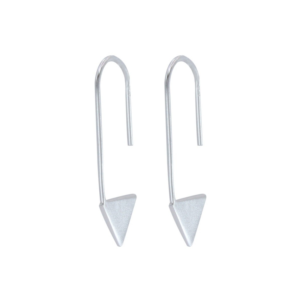 Silver Thread Through Triangle Earrings