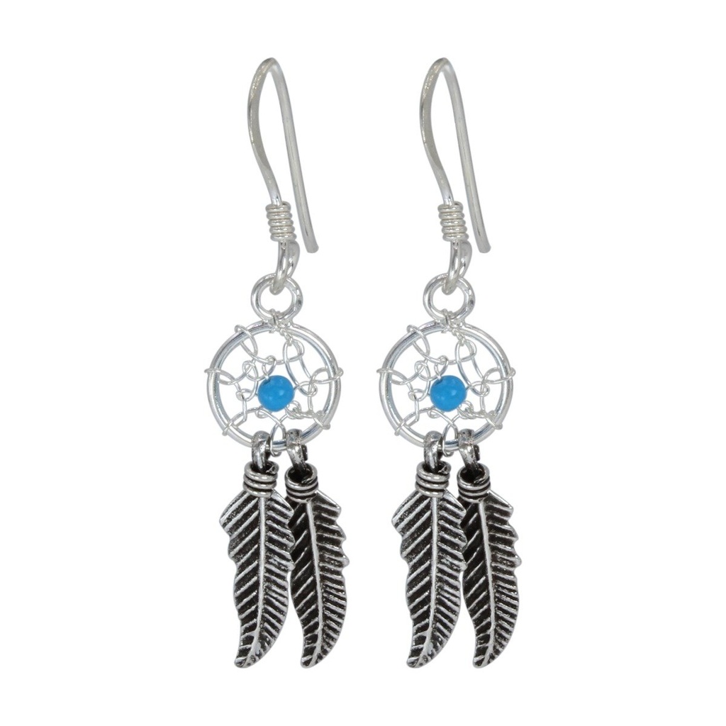 [10000440] Boucles d'oreilles attrape-rêves en argent