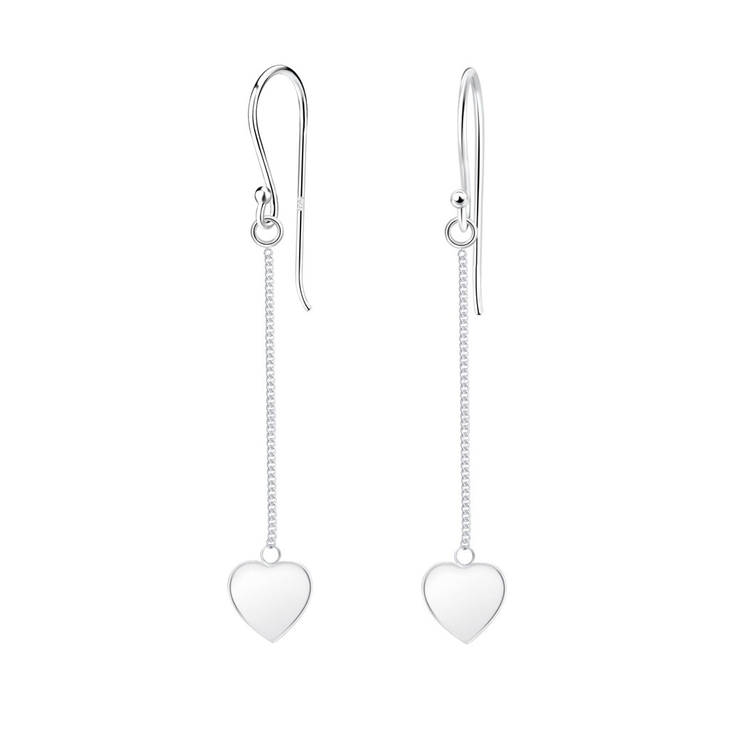 Boucles d'oreilles cœurs pendants en argent