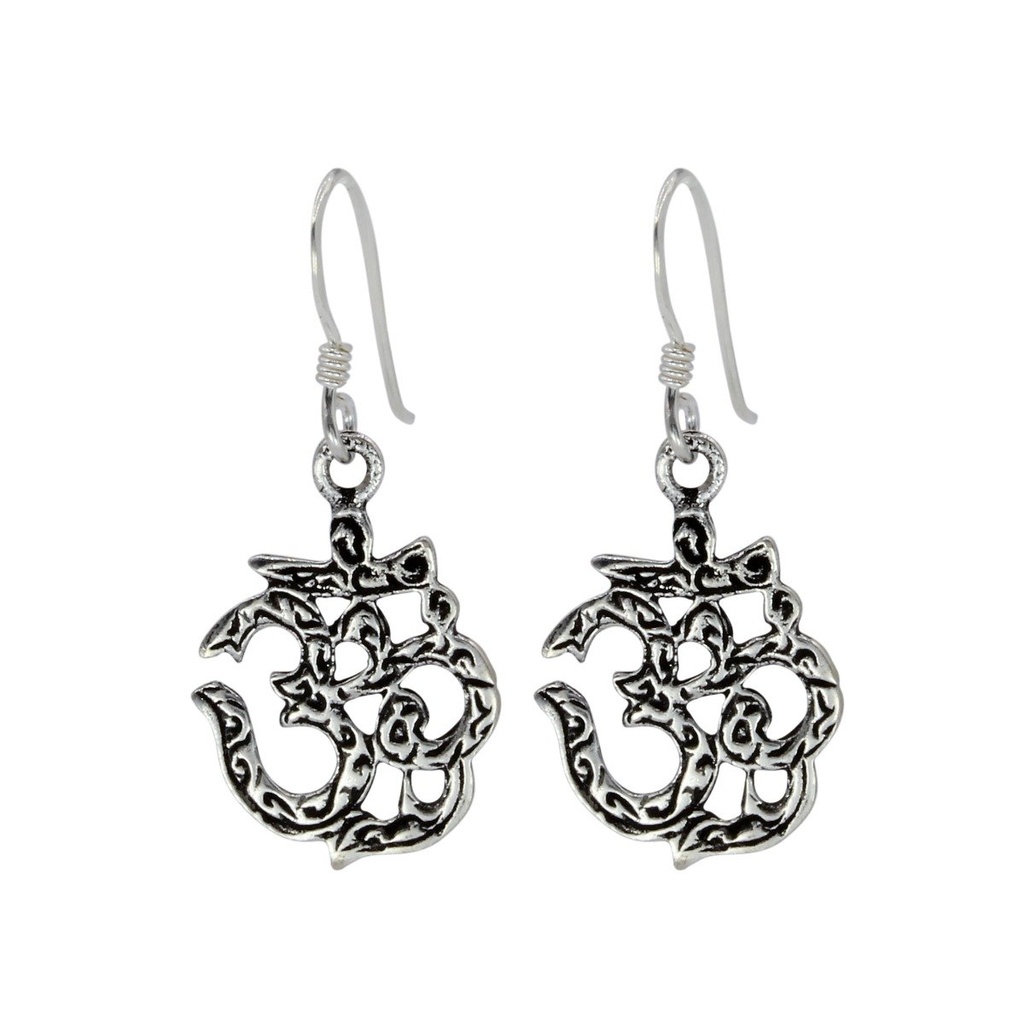 [10000434] Silver Om Sign Earrings