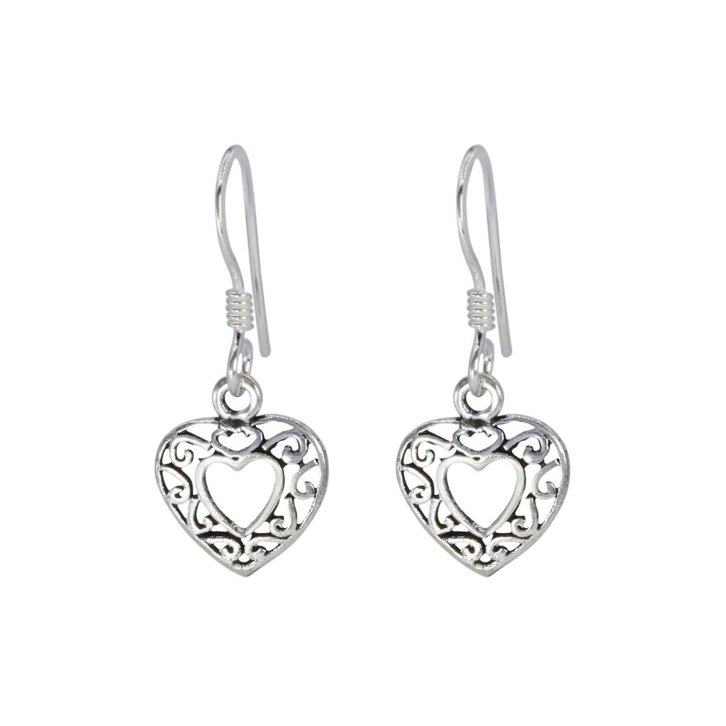 Boucles d'oreilles cœur en argent