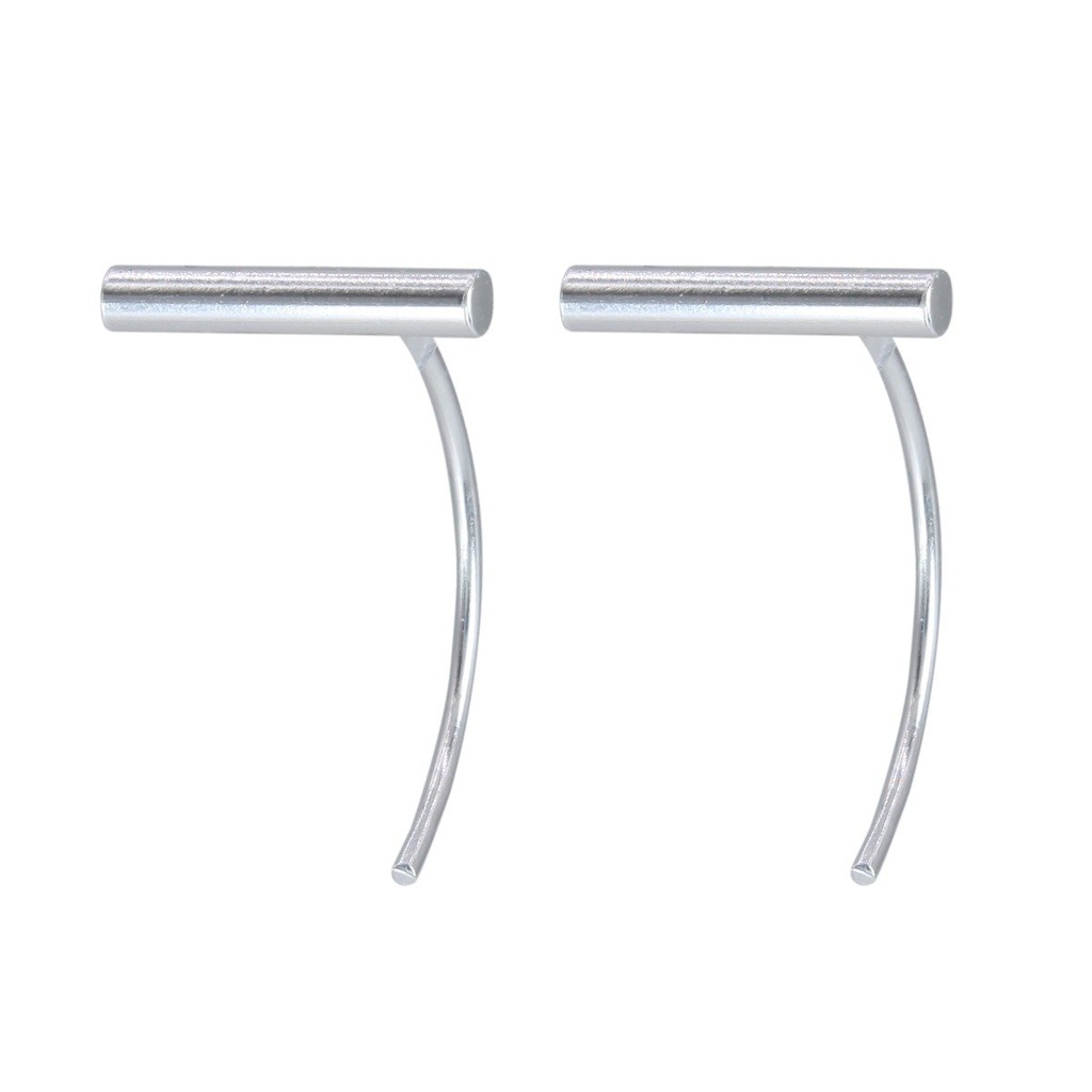 Silver Thread Through Bar Earrings